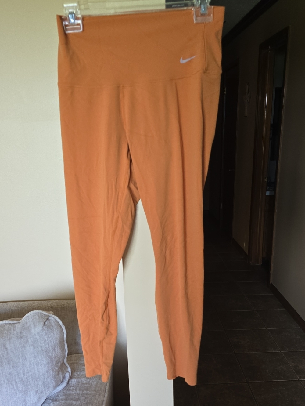 Nike Orange High-Rise Leggings with Swoosh